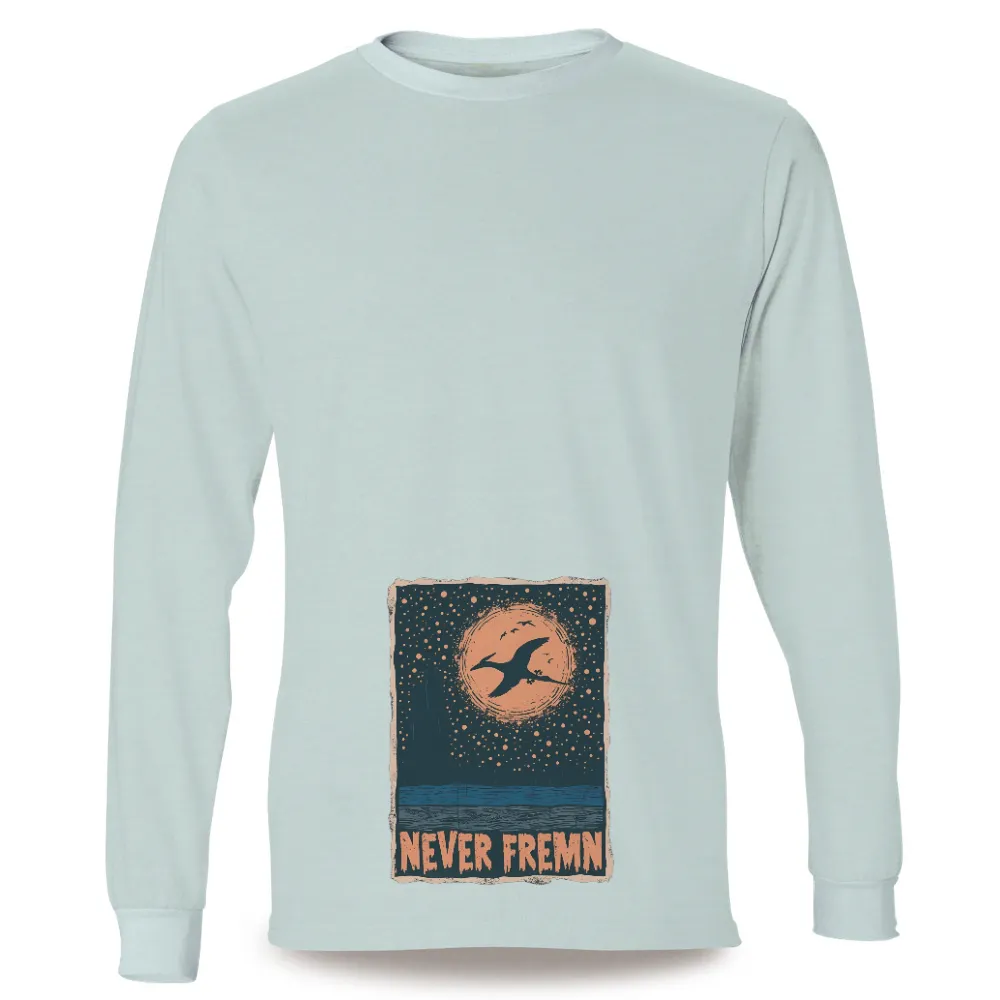 Tee Shirt Printing: Never Give Up - Birds Flying Under Moonlight|port authority men's retro camp shirt