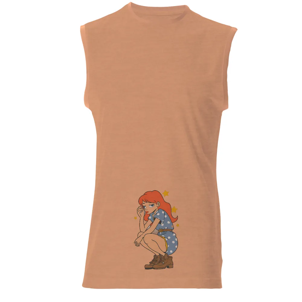 T-Shirts Custom: Vintage Redhead Dreamer with Stars|detroit pistons retro t shirt