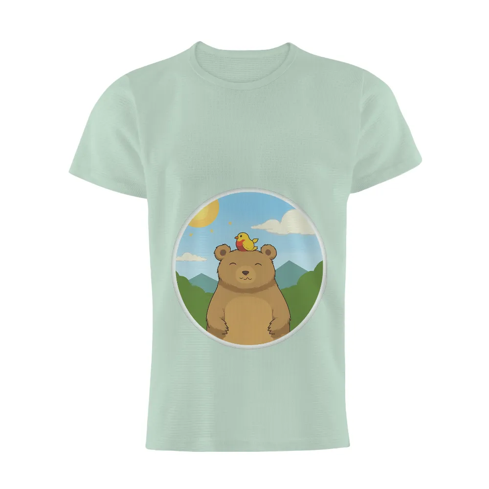 Custom T-Shirt Printing: Harmony in Nature - Bear and Bird Friends|peace love santa shirt