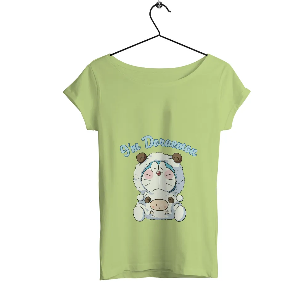 Tee Shirt Printing: Doraemon Sheep Costume - Playful Nostalgia|doraemon print t shirt for women