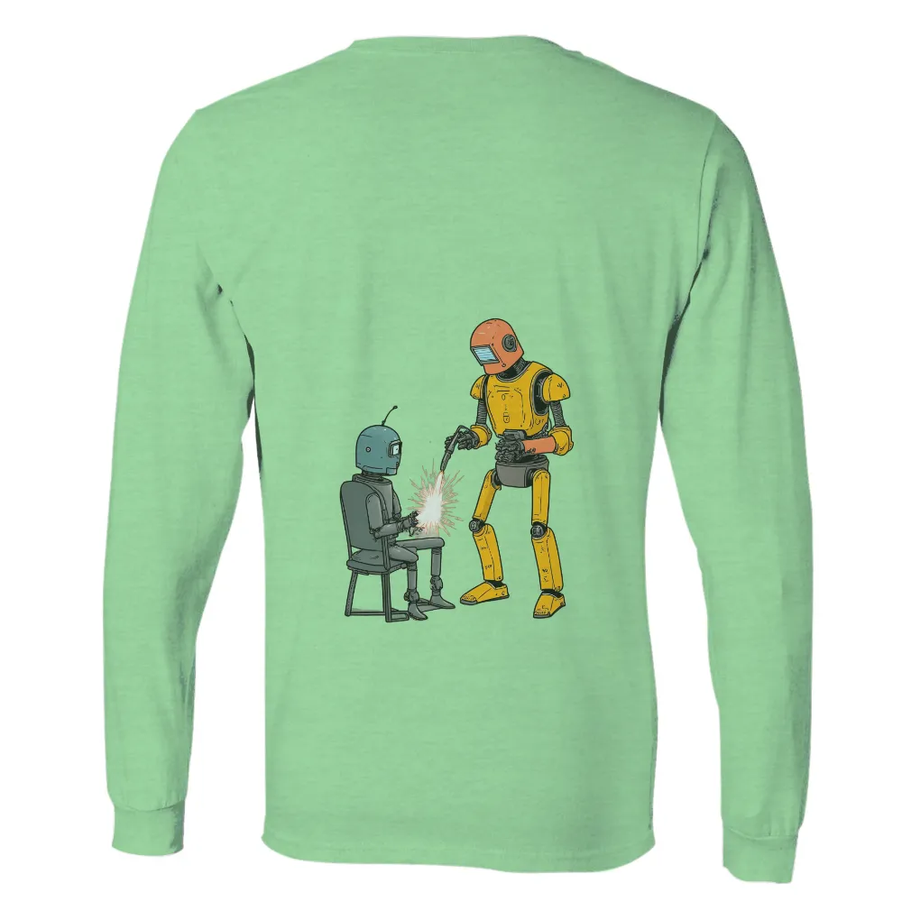 TShirt Design: Robots Collaborating in Cyberpunk Harmony|harmony day t shirt kmart