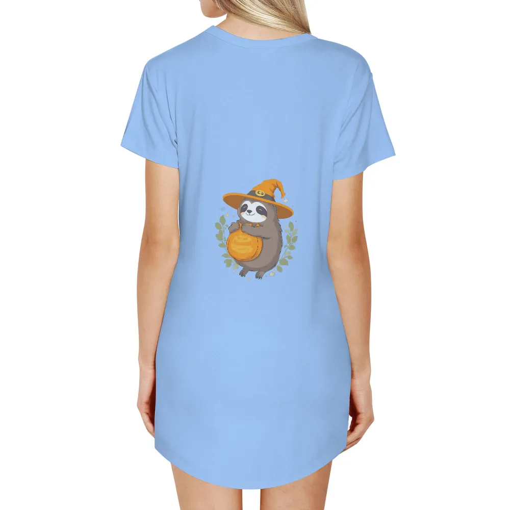 Custom Tee Shirts: Adorable Sloth Witch with Pumpkin|oneblood halloween shirt 2022