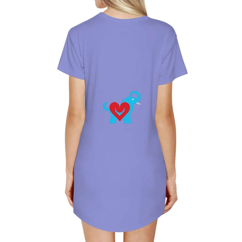 T-Shirt Printing: Blue Elephant with Heart - Love and Strength|lowrider art t shirts