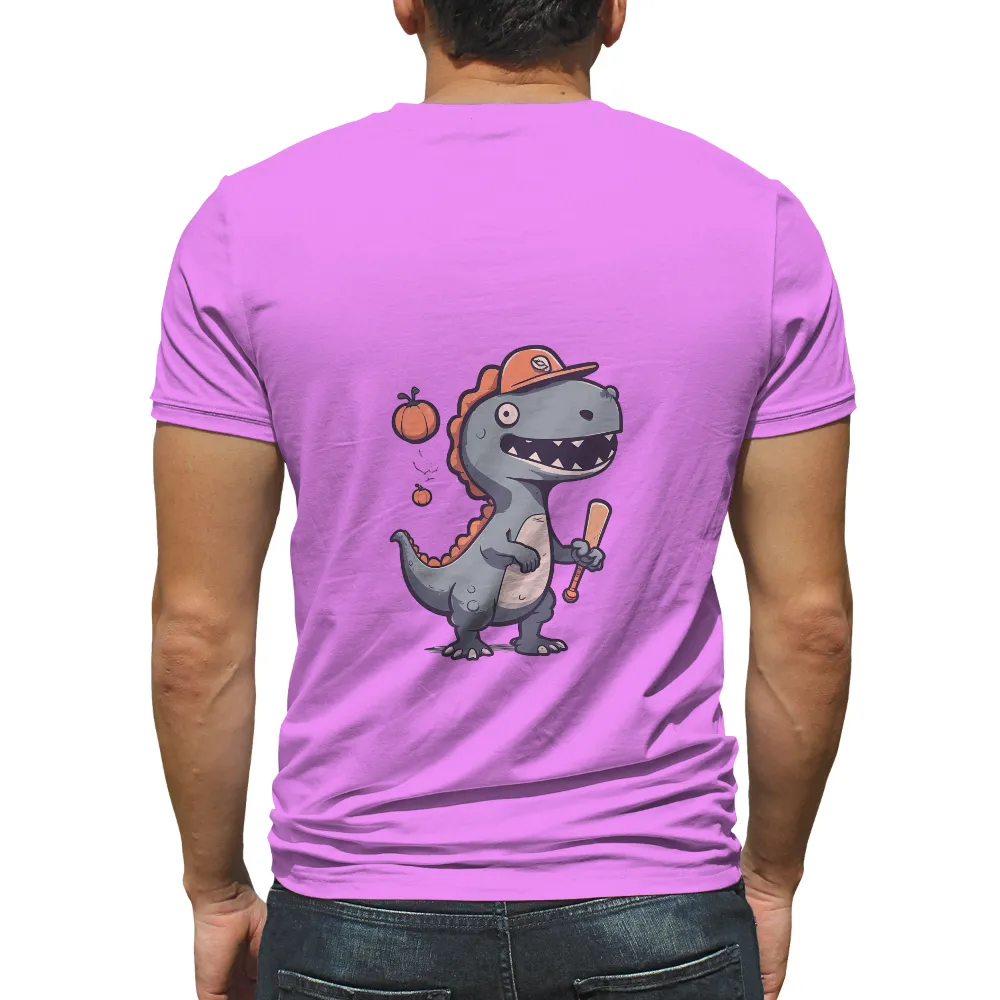 TShirt Design: Rex the Baseball Dino Celebrates Halloween|bleached baseball mom shirts