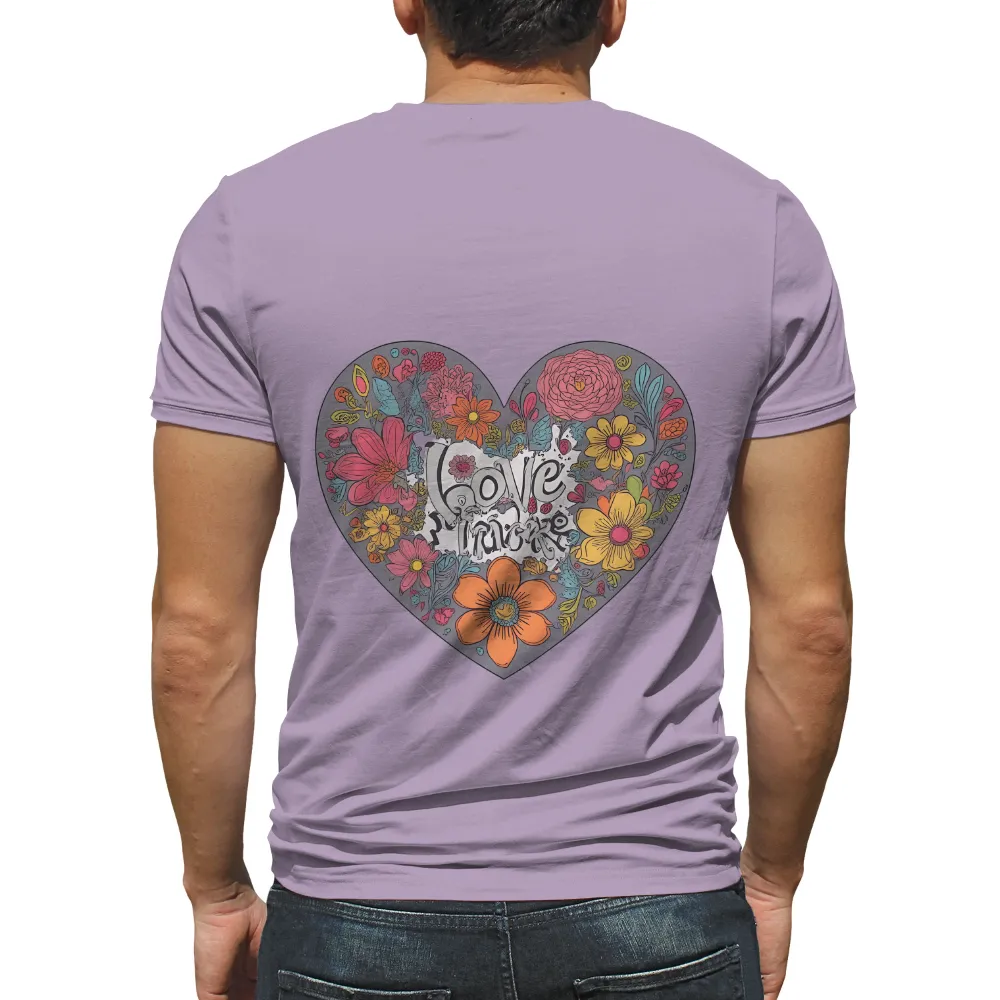 T-Shirts Pattern: Love in Bloom - Artistic Floral Heart Design|t shirt with rainbow heart