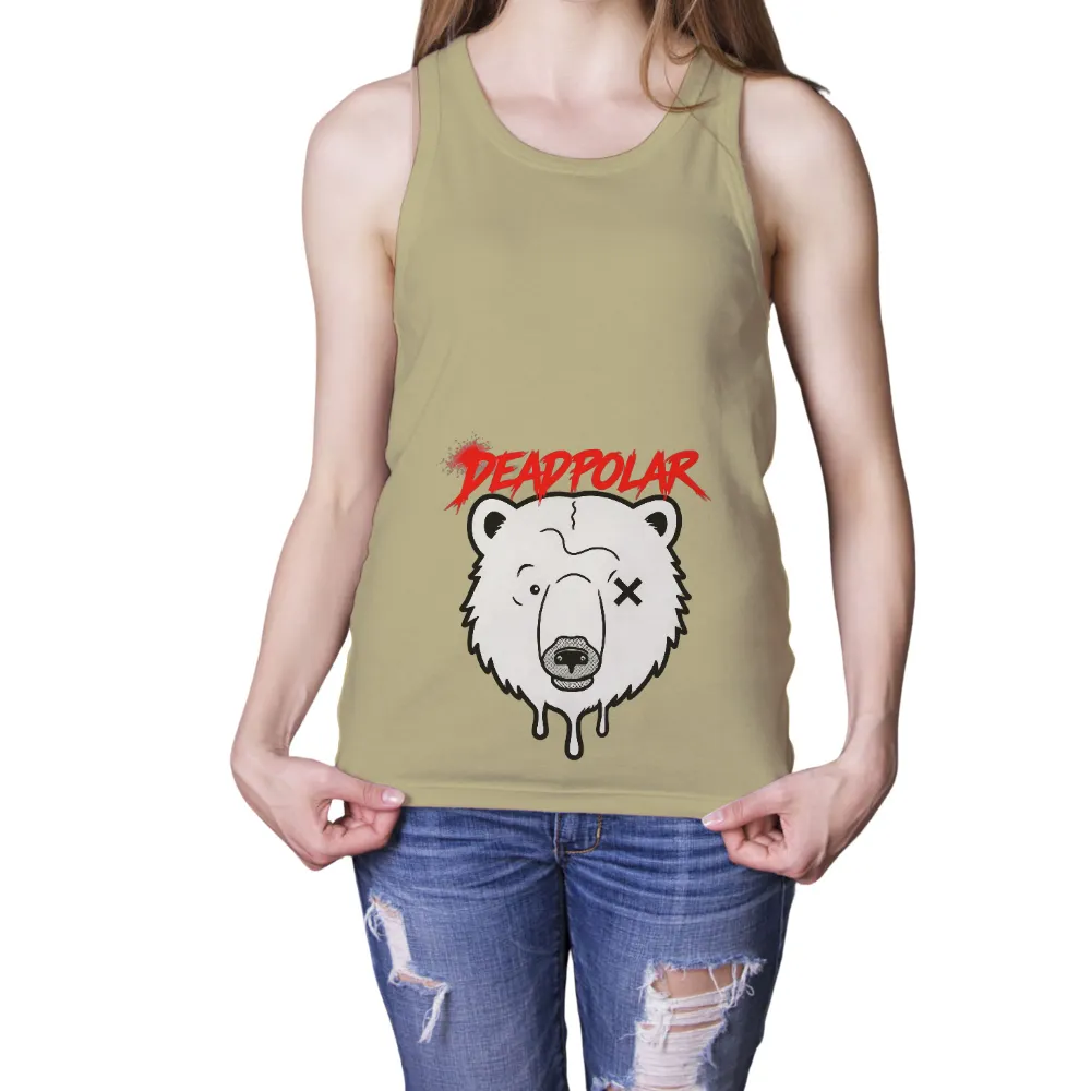 Graphic Tees: DEADPOLAR - Bold Street Art Design| Black background with a white polar bear