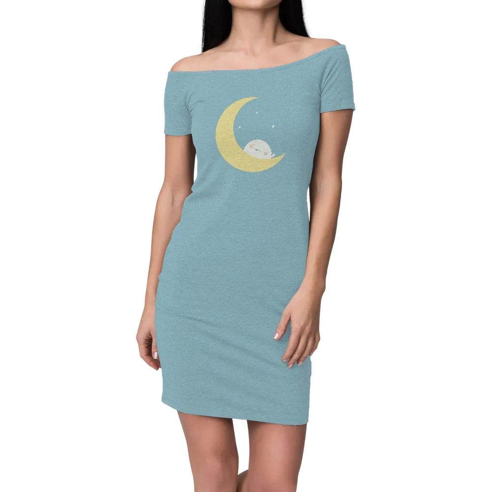 Custom Tee Shirts: Embrace Tranquility with Crescent Moon Dreams| Serene and tranquil atmosphere