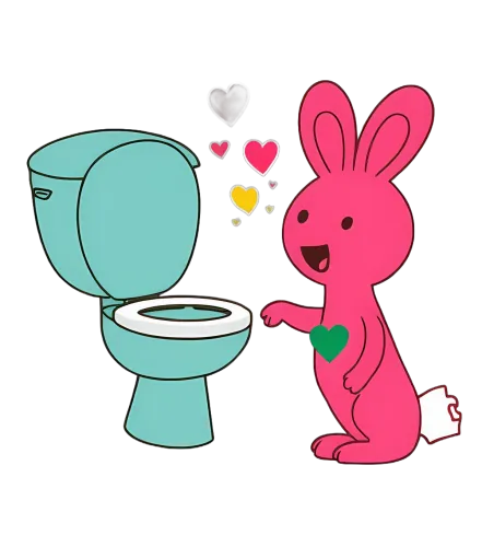 Custom Tee Shirts: Whimsical Pink Bunny with Green Heart and Blue Toilet