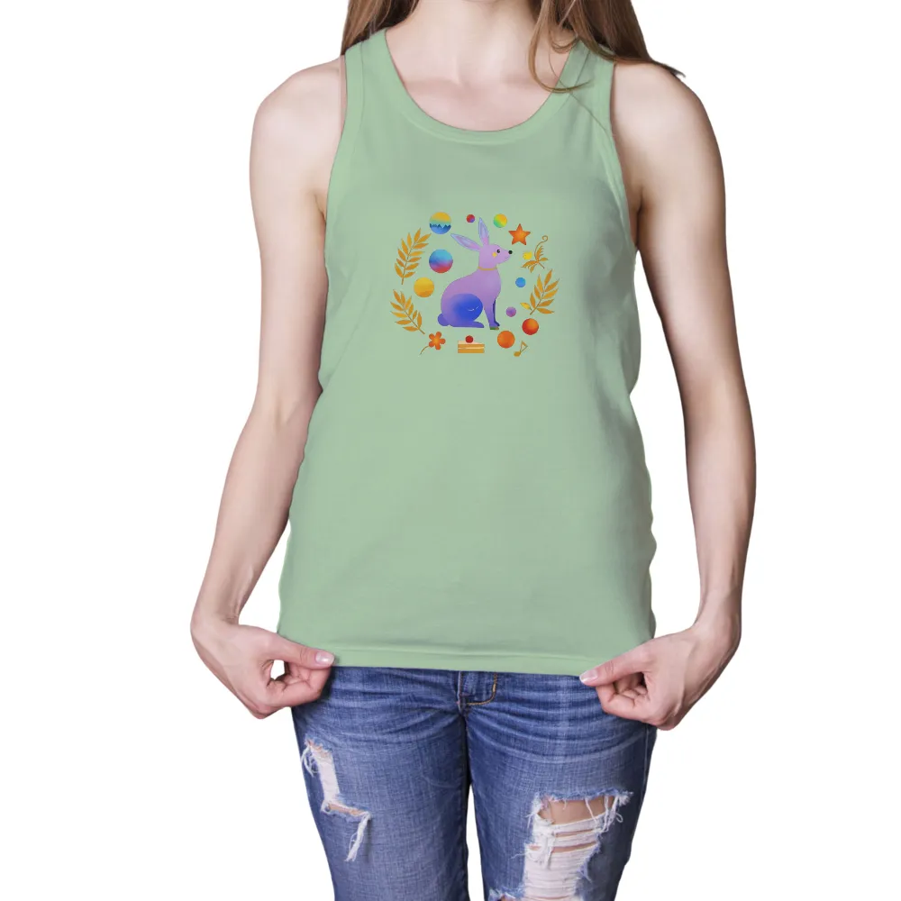 Custom T-Shirt Printing: Celestial Garden with Purple Rabbit|music fest shirt animal crossing