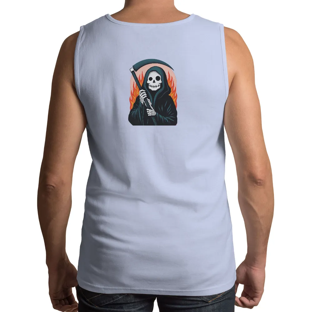 Custom T-Shirt Printing: Embrace Life with the Grim Reaper Design|flames capfriendly