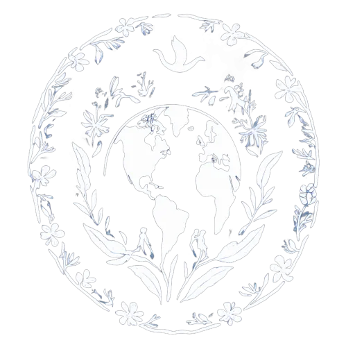 T-Shirts Pattern: Globe with Flowers and Leaves - Unity and Environmental Responsibility