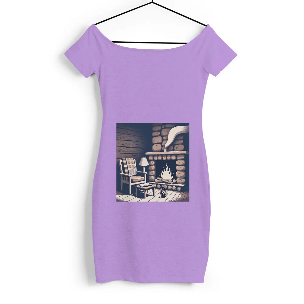 TShirt Printing: Cozy Cabin Fireplace - Life Theme| a warm and inviting scene