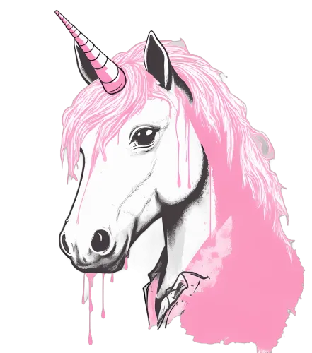 T-Shirts Custom: Magical Unicorn - Pink and Black Artistic Design