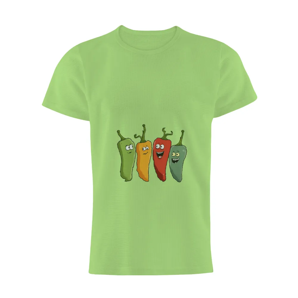 Custom T-Shirt Printing: Vibrant Peppers Expressing Life's Emotions| Red pepper with wide grin