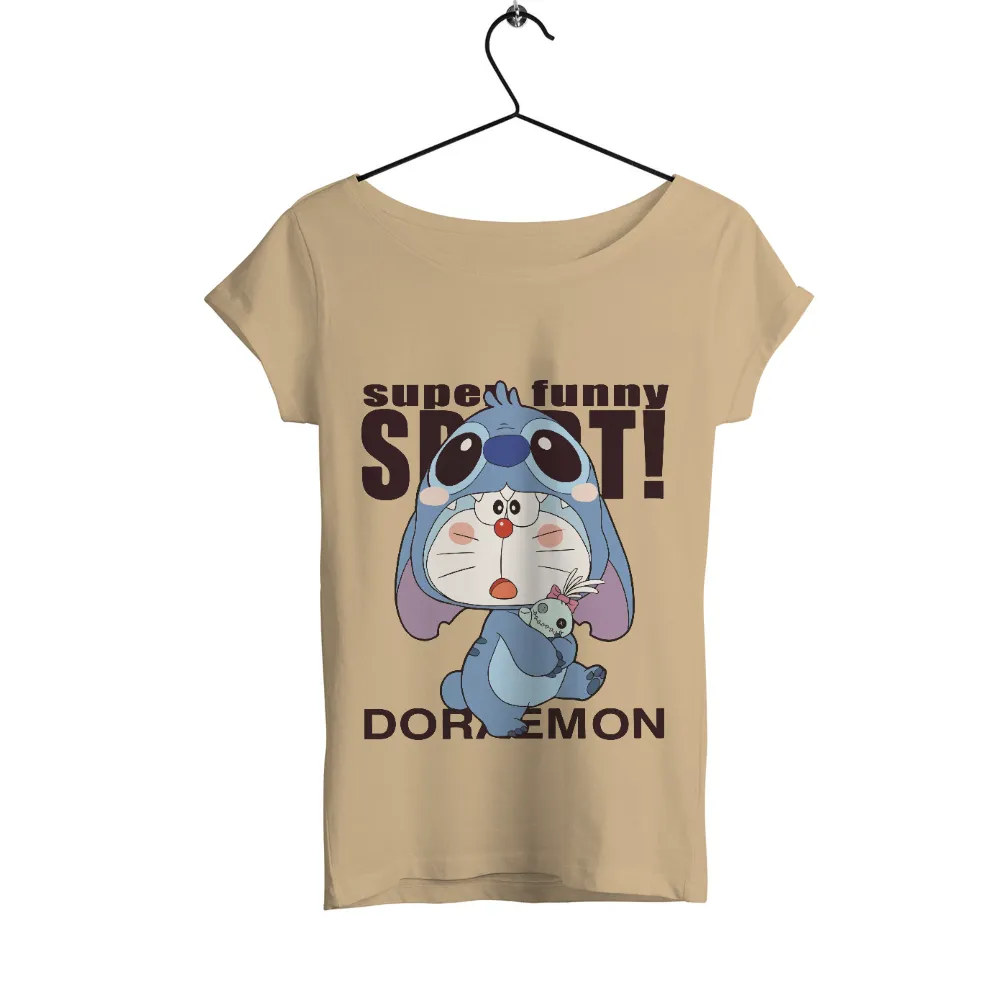 Custom T-Shirt Printing: Super Funny Doraemon in Stitch Costume|80s anime shirt