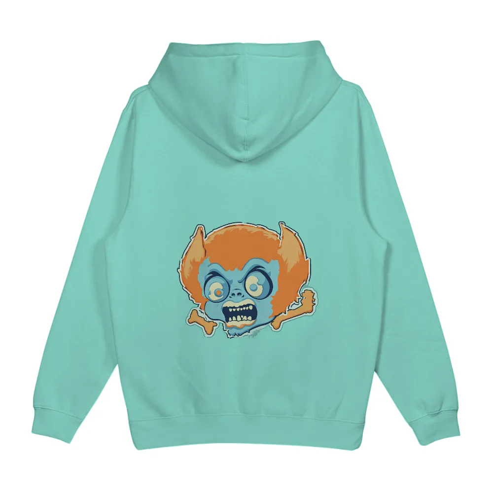 Custom T-Shirt Printing: Quirky Blue Creature with Orange Hair - Mischievous Adventure| Mischievous expression