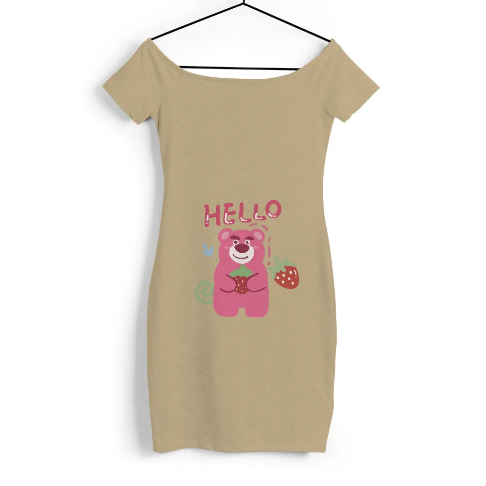 Custom T-Shirt Printing: Pink Bear with Strawberry - Spread Joy and Positivity|hello kitty t shirt for roblox