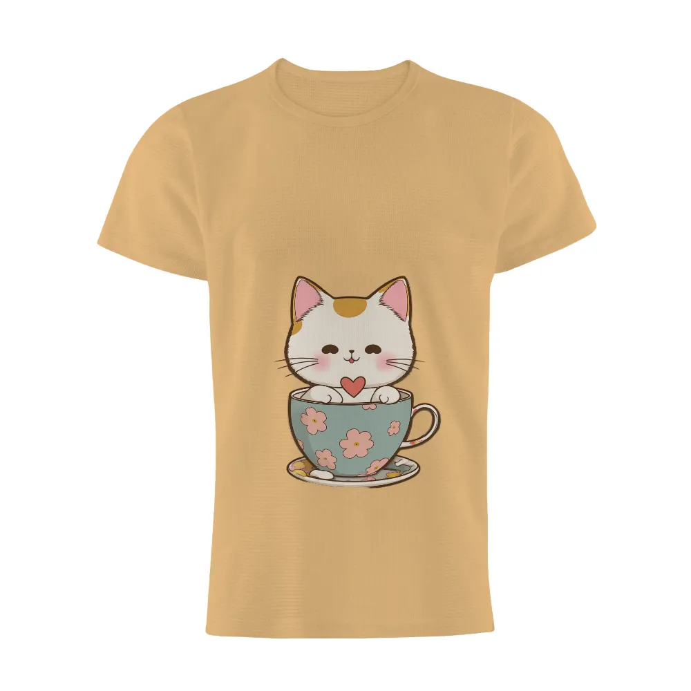 T-Shirts Pattern: Adorable Cat in a Teacup|valentine love shirts