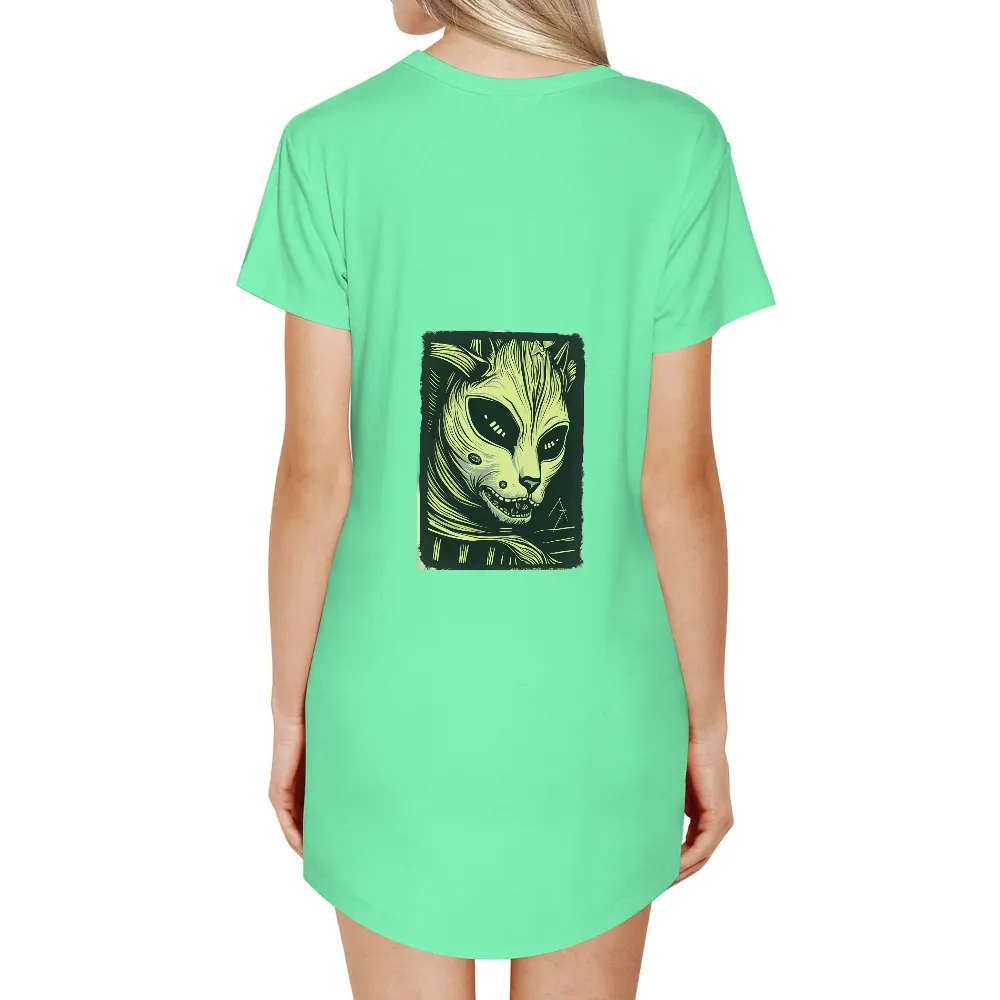 Tee Shirt Printing: Alien Cat Creature - Artistic Designs|milwaukee bucks youth city jersey