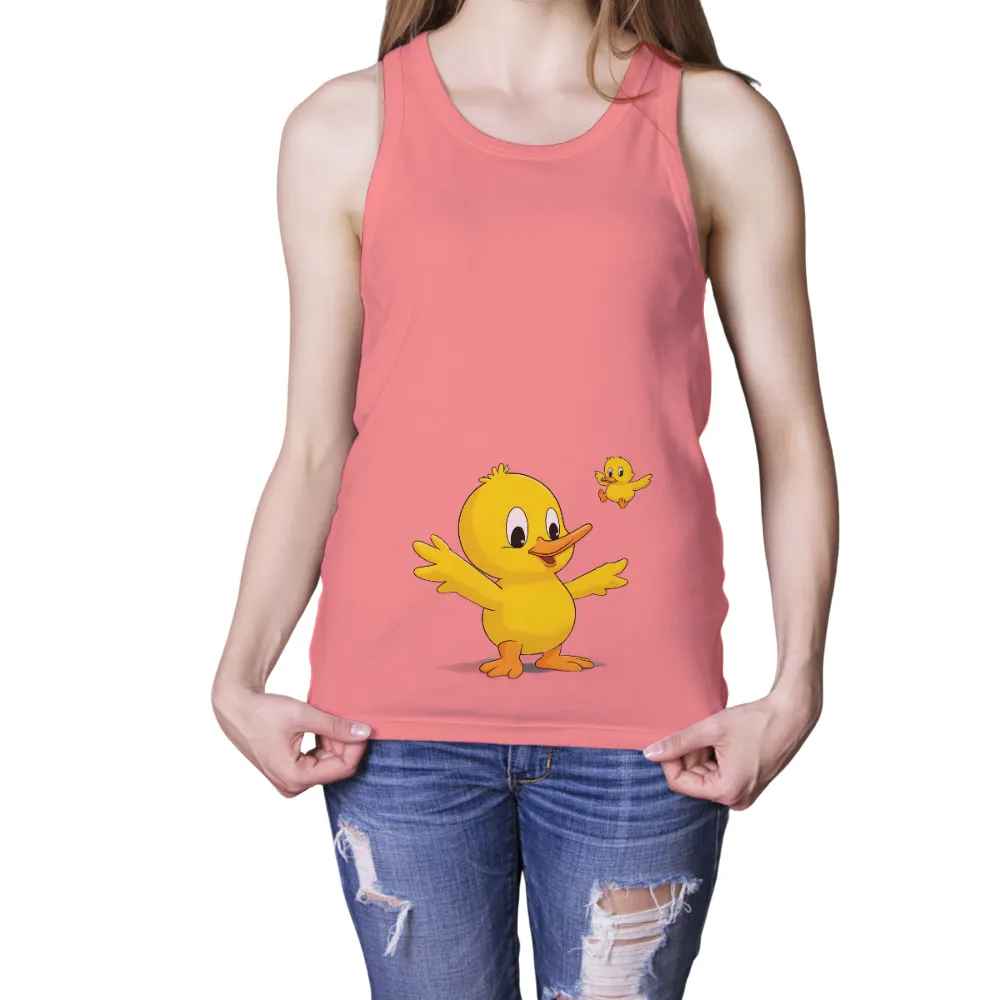 Graphic Tees: Cheerful Ducklings - Innocence and Playfulness|neon yellow bleached shirt