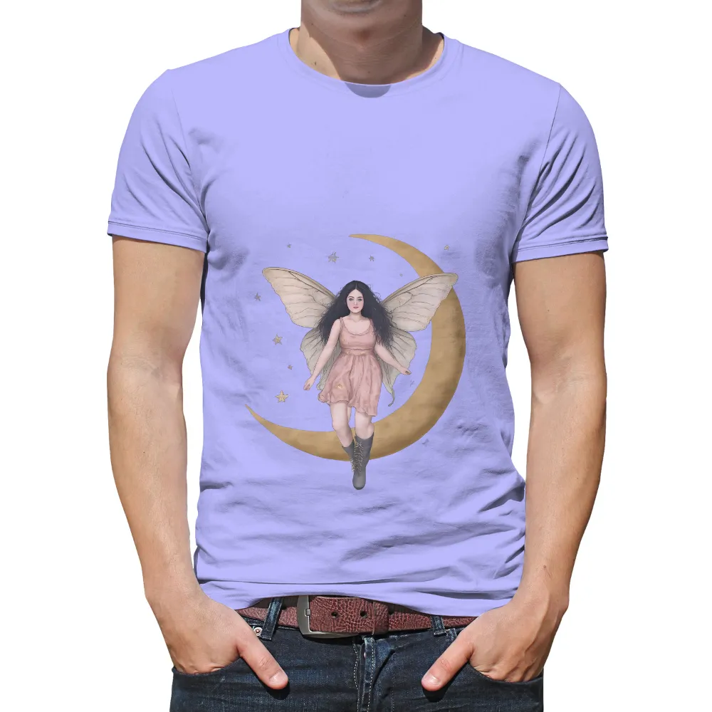 Custom Tee Shirts: Whimsical Fairy on the Crescent Moon|hot topic moon knight shirt