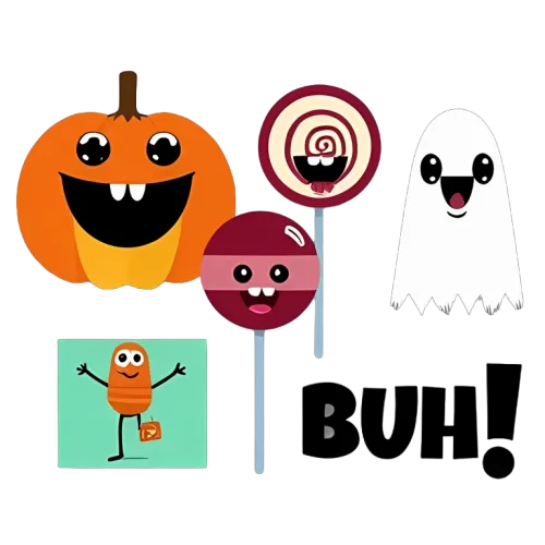 T-Shirts Design: Halloween Fun with Pumpkin, Ghost, and Lollipops