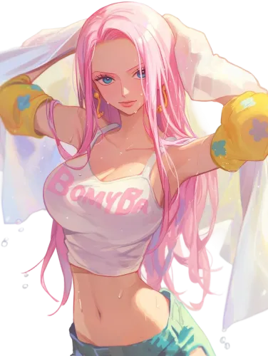 Bonney with gloves and a playful expression - bonney one piece drying her shirt