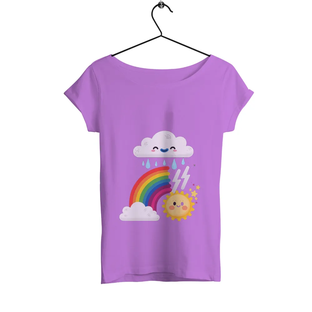 Graphic Tees: Harmony of Clouds and Suns - Cheerful Rainbow Design|big and tall sun protective clothing