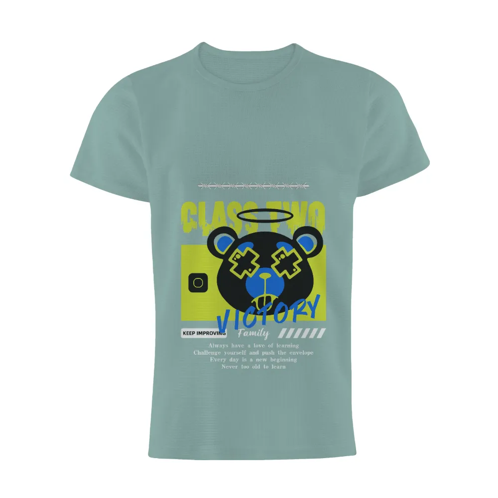 T-Shirts Pattern: Gaming Bear Victory - GLASS TWO|neon yellow bleached shirt