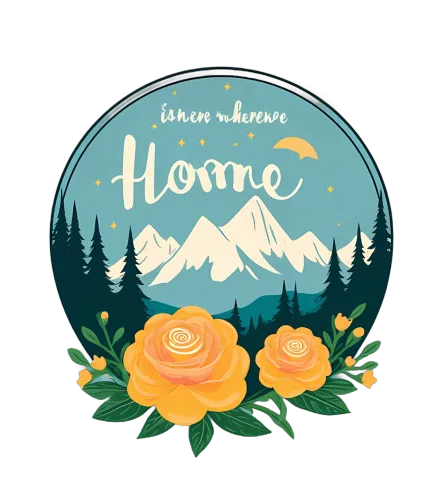 T-Shirts Custom: Home is Wherever - Mountains, Roses, and Serenity