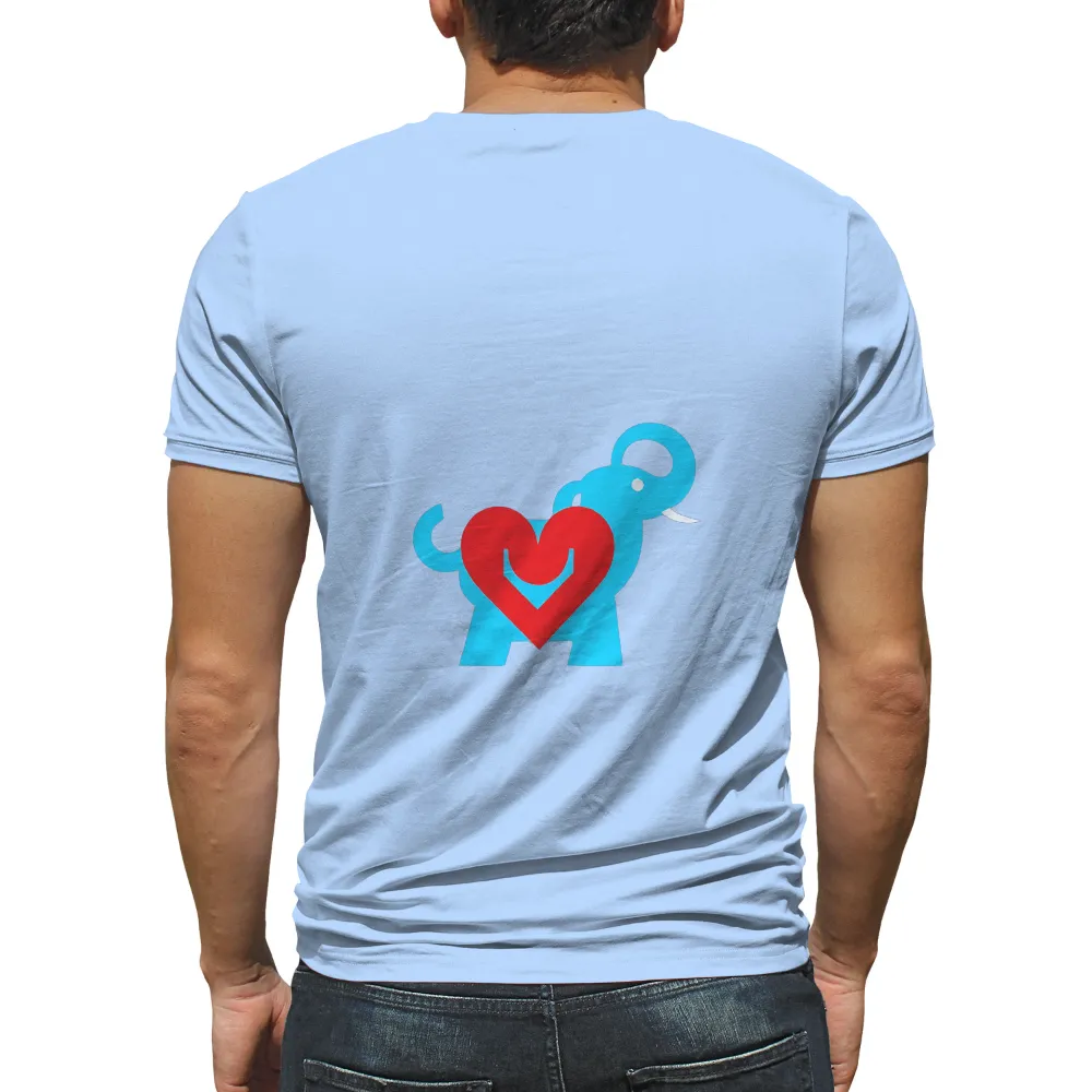 T-Shirt Printing: Blue Elephant with Heart - Love and Strength|stussy land art tee