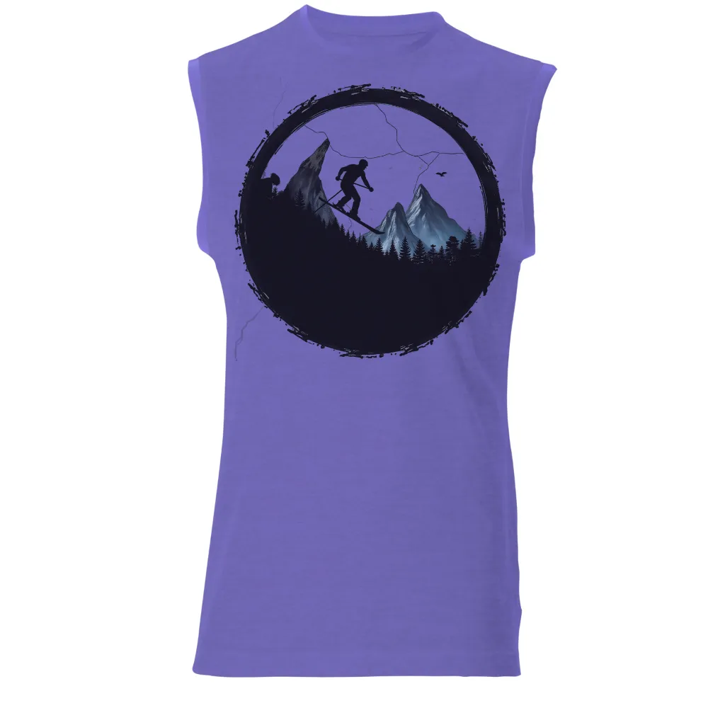 Customized Tee Shirts: Night Ski Adventure | Winter Sports Tees| starry night sky