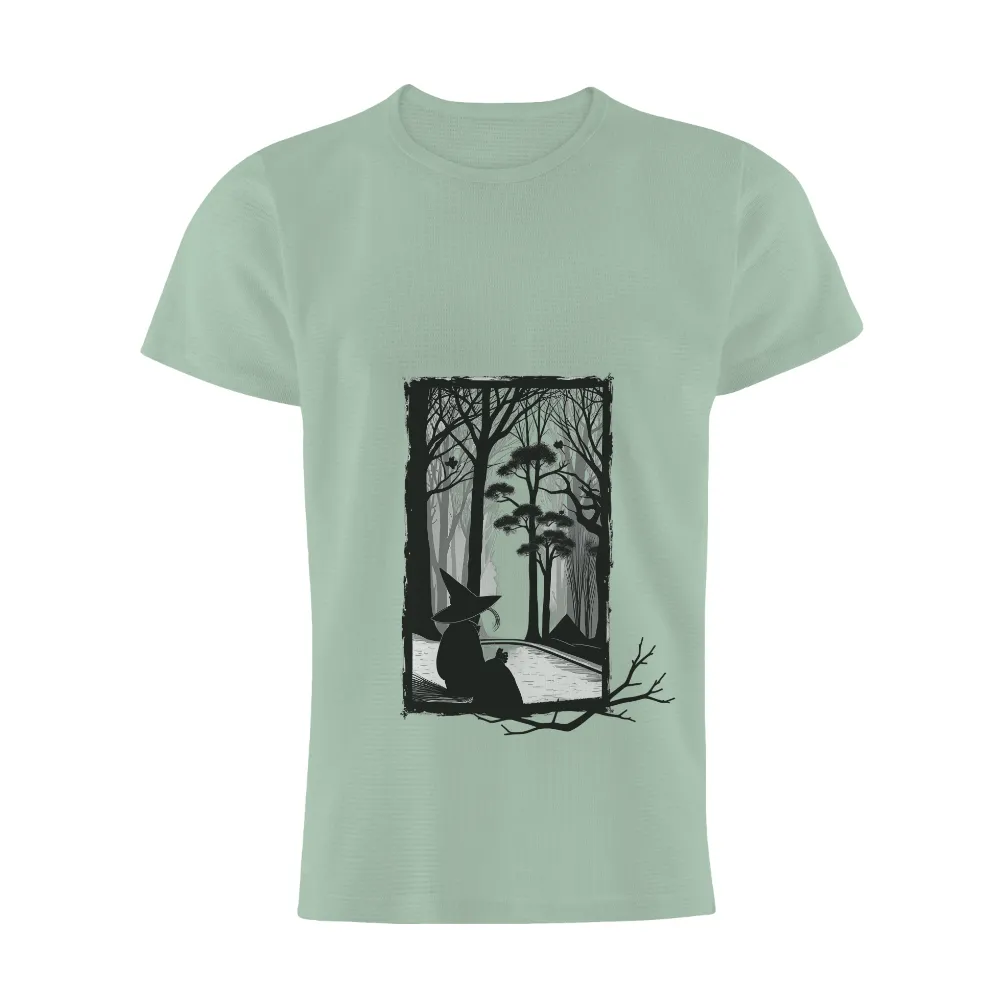 T-Shirts Custom: Elara's Window - Witch Silhouette in the Forest|final fantasy anniversary shirts