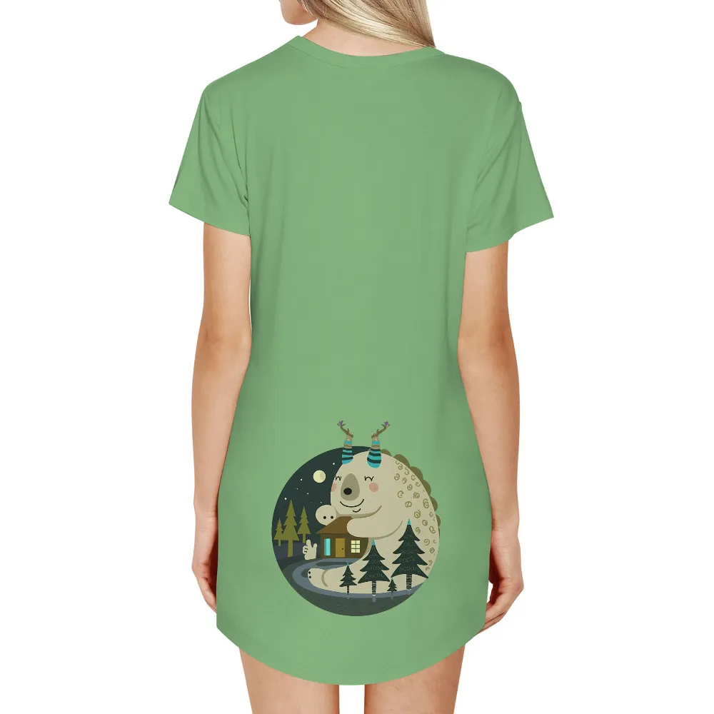 Tee Shirts Printed: Luna's Forest Sanctuary - Whimsical Giant and Snail Friendship|every road trip has a story shirt