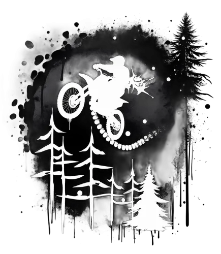 T-Shirts Design: Motocross Adventure in the Night Forest