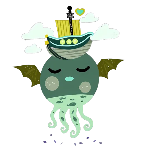 T-Shirts Custom: Whimsical Cthulhu with Love Boat