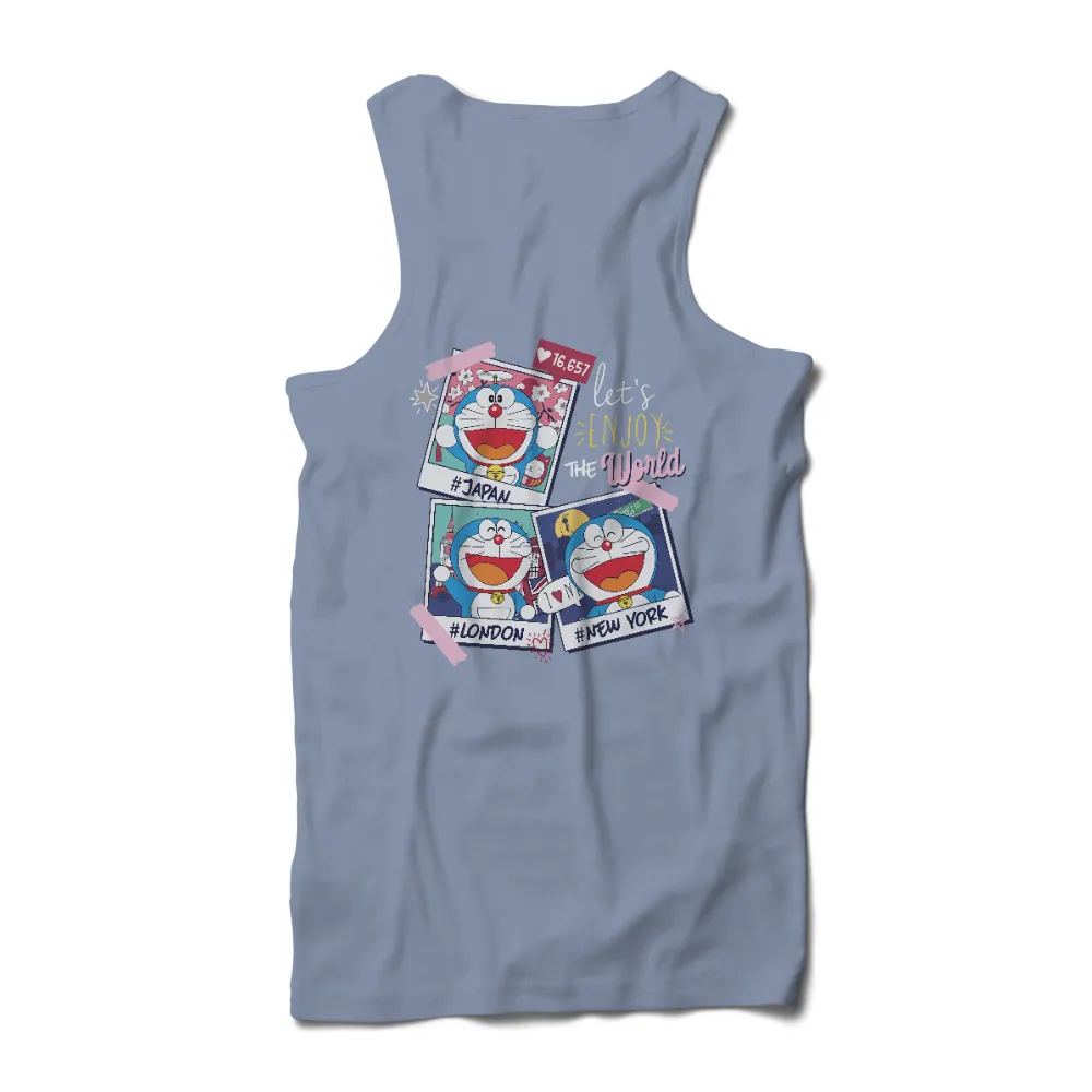 Custom T-Shirt Printing: Doraemon's Global Adventure - Travel, Fun, Joy|travel quote shirts