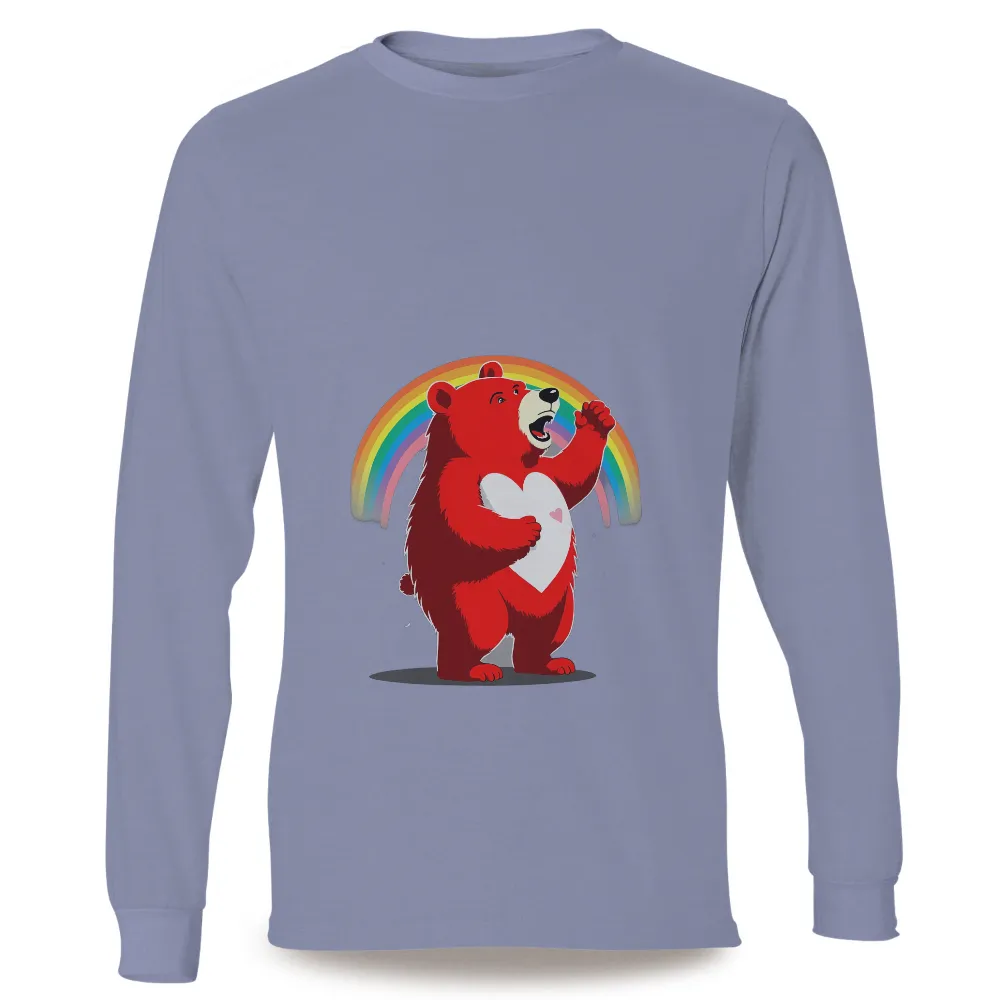 Customized Tee Shirts: Red Bear Under Rainbow - Spread Love and Joy|cheap rainbow t shirts