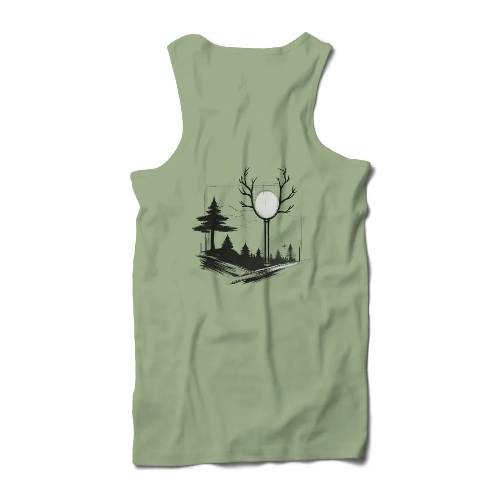 Custom T-Shirt Printing: Serene Forest Night with Glowing Streetlamp|whitetails men's camp night berber lined hooded flannel shir