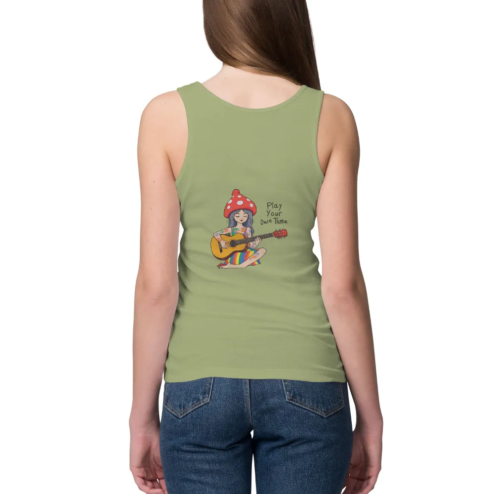 T-Shirts Custom: Play Your Own Tune with Whimsical Mushroom Hat Girl|music fest shirt animal crossing