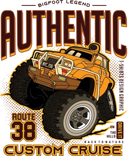 T-Shirts Design: Authentic Monster Truck Adventure