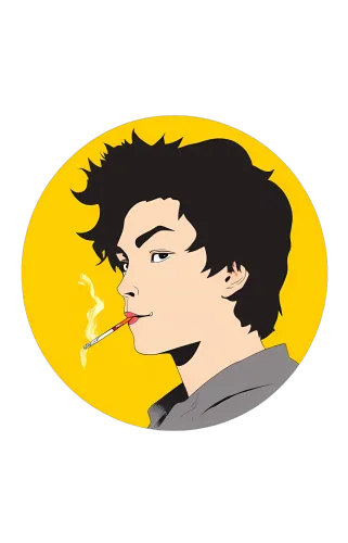 Custom Tee Shirts: Cyberpunk Anime Character with Yellow Circle Background