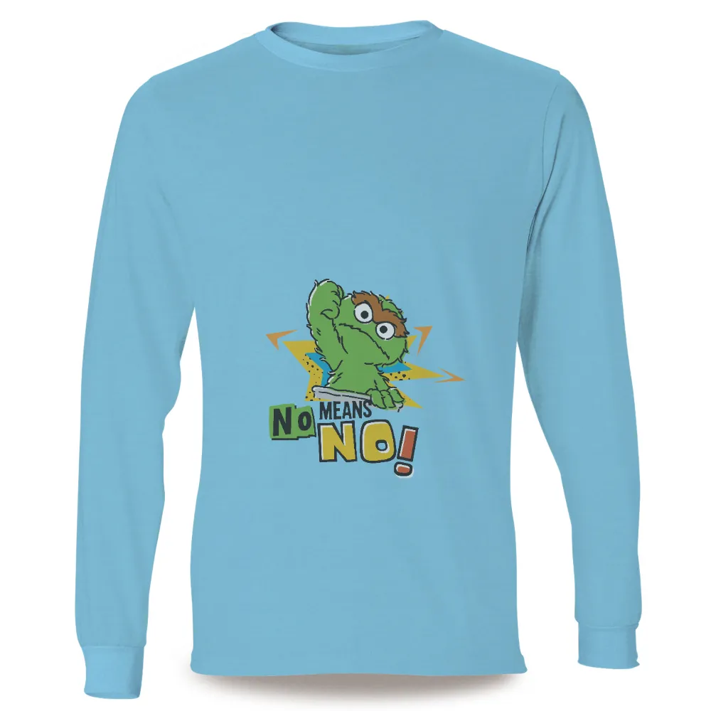 T-Shirt Printing: Quirky Green Creature Says 'No Means No!'|quirky graphic tees