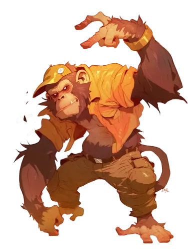 Monkey in Yellow Cap - shirt up monkey