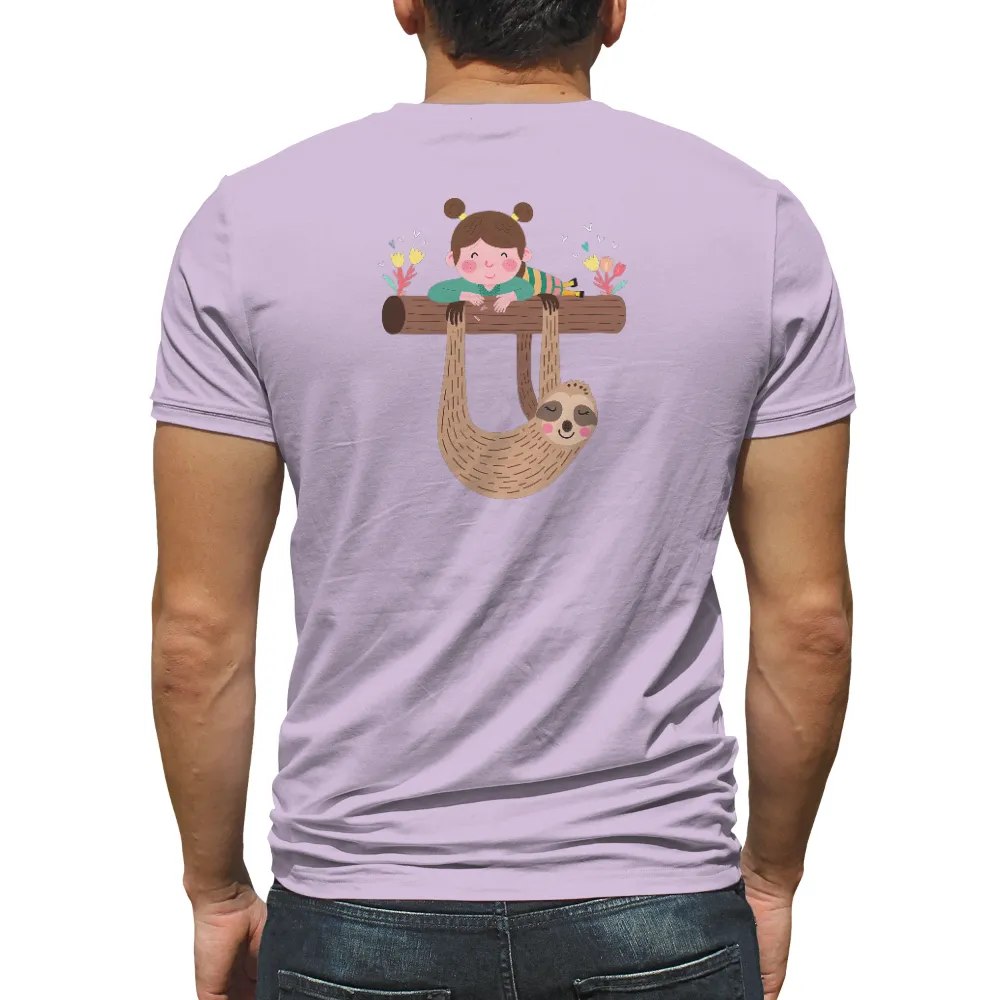 T-Shirts Design: Nature's Harmony - Girl and Sloth|mardi gras bead tree shirt