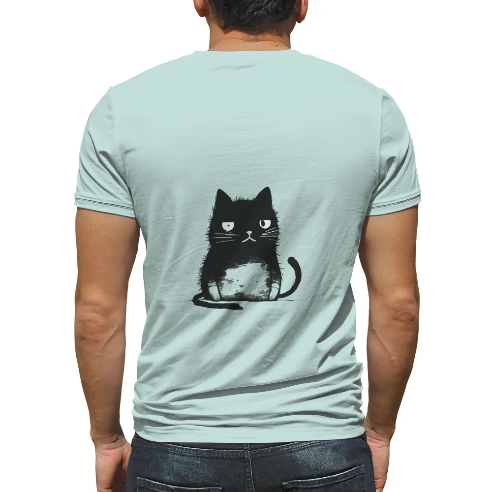 T-Shirts Design: Black Cat with Glowing Eyes - Artistic Celestial Design|8th wonder shirts