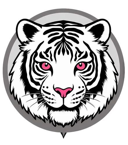 Custom Tee Shirts: White Tiger with Pink Eyes - Artistic Design