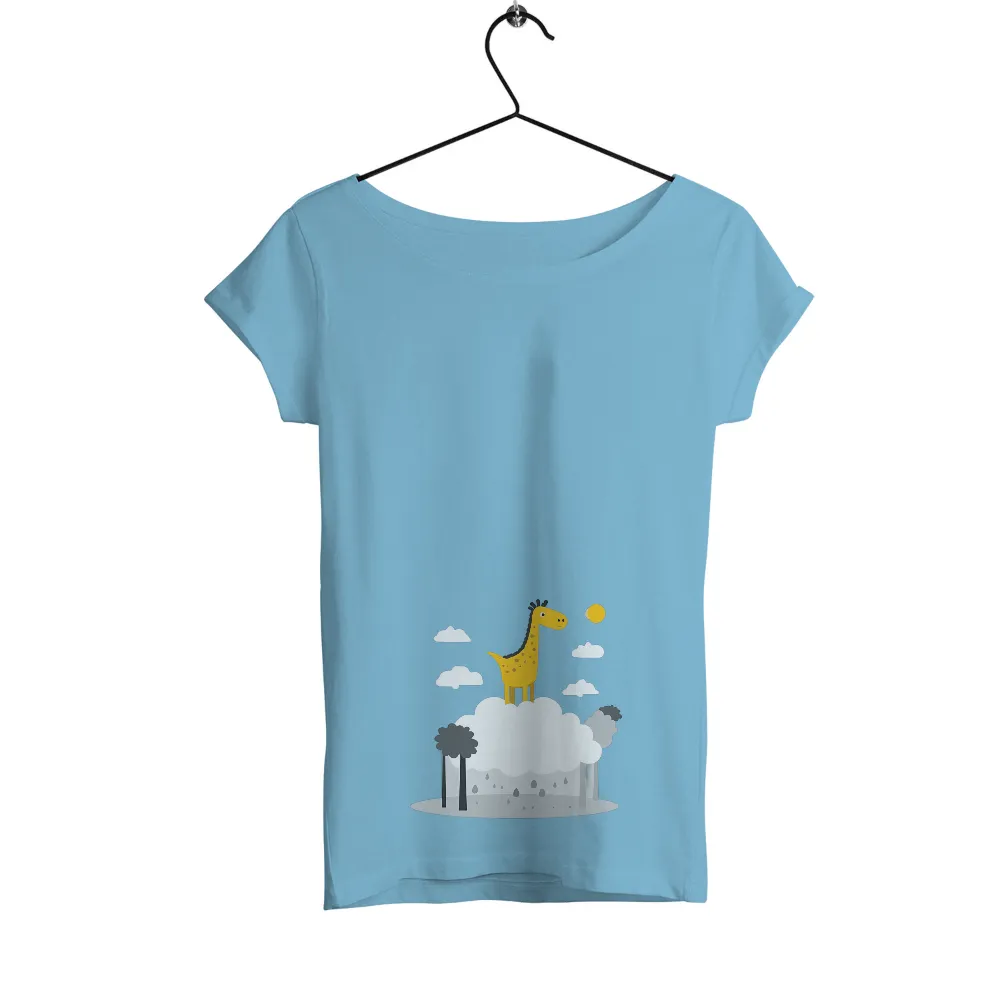 Tee Shirts Printed: Giraffe Floating in the Clouds - Adventure and Joy|free people summer sky tee