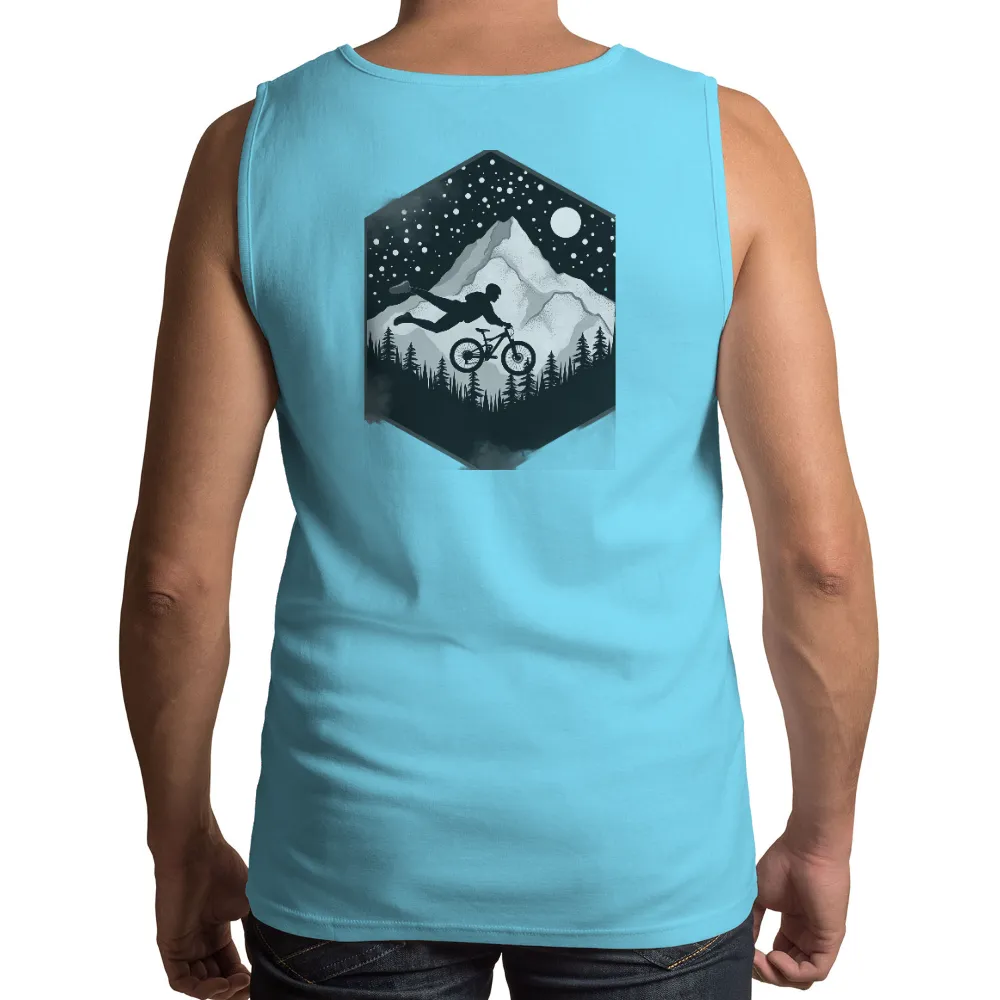 Customized Tee Shirts: Mountain Biking Adventure Under the Stars| Dark forest