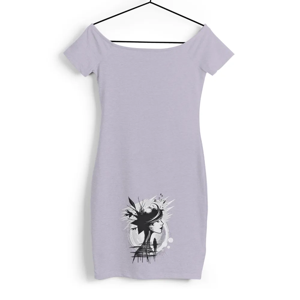 Custom Tee Shirts: Silhouette Woman with Moon - Artistic Design|free printable shirt patterns